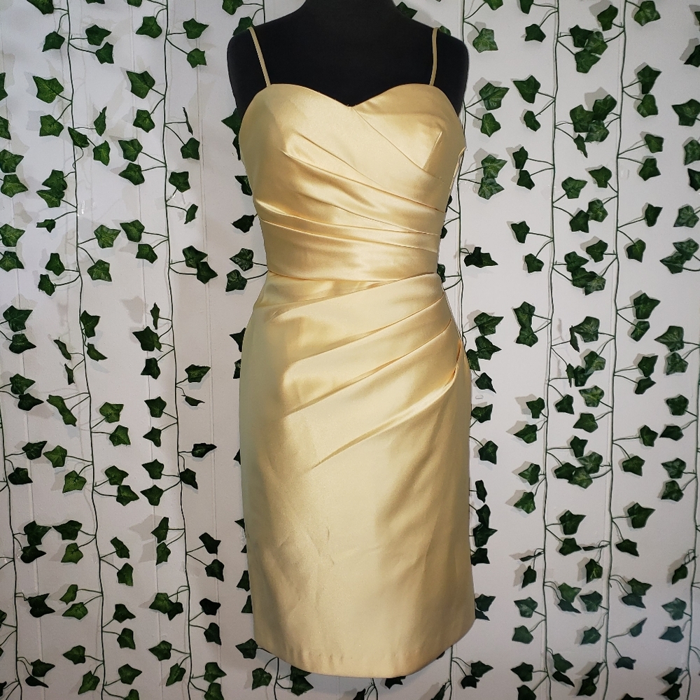 Bill Levkoff yellow cocktail dress